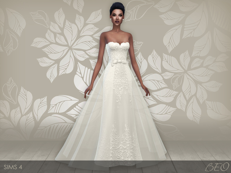 Wedding dress 28 v2 for The Sims 4